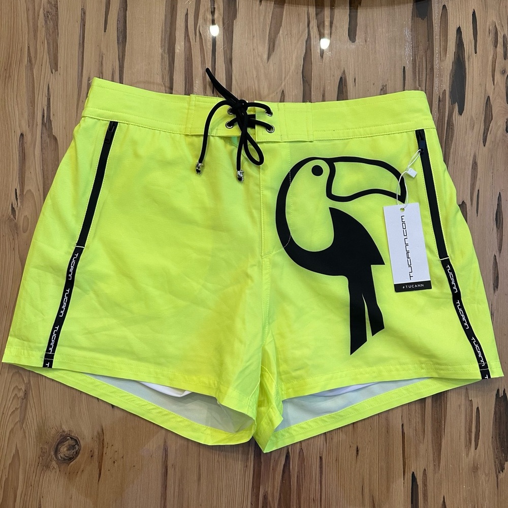 Large Tucann swim shorts 3 inch inseam fluorescent yellow